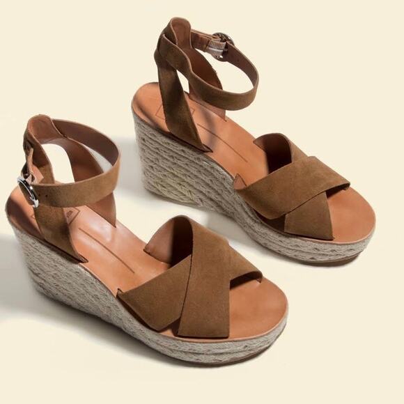 DOLCE VITA Pello Brown Suede Womens Espadrille Wedges Size 10 - Picture 1 of 12